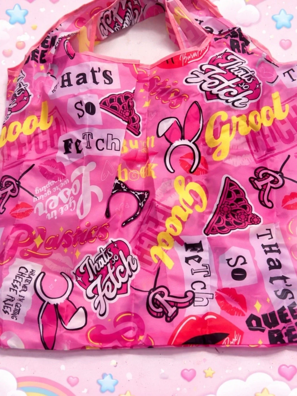 Mean Girls Pink Graphic Tote Bag for Kids